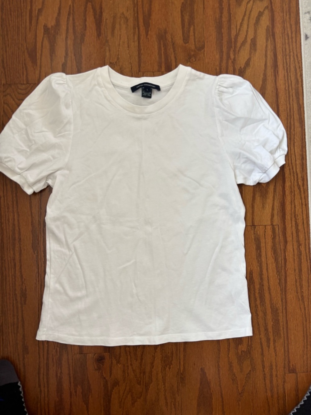 French Connection White Crewneck puff Tee